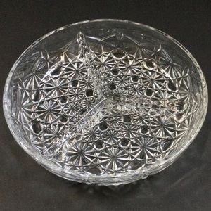 VTG Glass Candy Relish Divided  7 1/2” Round